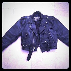 Cropped Leather Biker Jacket